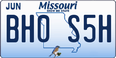 MO license plate BH0S5H