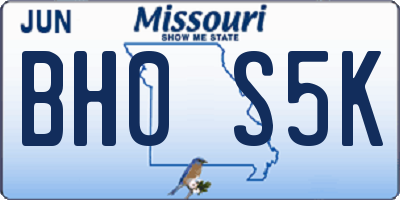 MO license plate BH0S5K