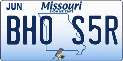 MO license plate BH0S5R