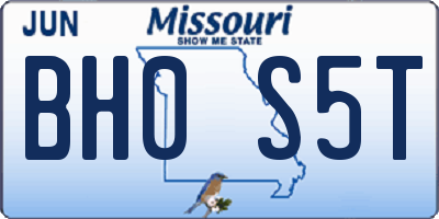 MO license plate BH0S5T