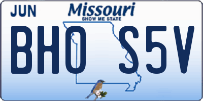MO license plate BH0S5V