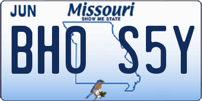 MO license plate BH0S5Y