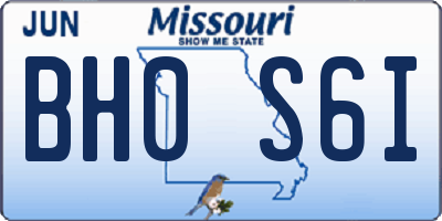 MO license plate BH0S6I