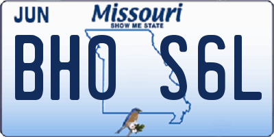 MO license plate BH0S6L