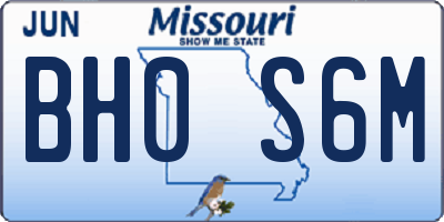 MO license plate BH0S6M