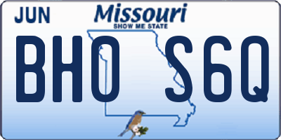 MO license plate BH0S6Q