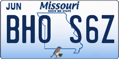 MO license plate BH0S6Z