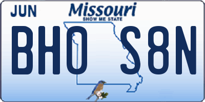 MO license plate BH0S8N