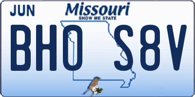 MO license plate BH0S8V
