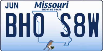 MO license plate BH0S8W