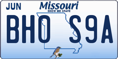 MO license plate BH0S9A