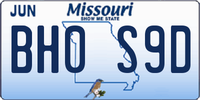 MO license plate BH0S9D