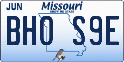 MO license plate BH0S9E