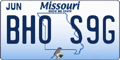 MO license plate BH0S9G