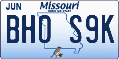 MO license plate BH0S9K