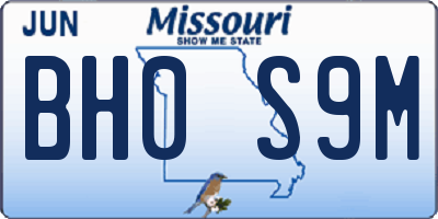 MO license plate BH0S9M