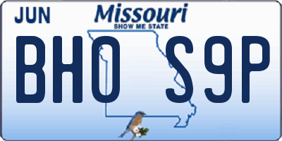 MO license plate BH0S9P