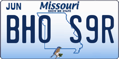 MO license plate BH0S9R