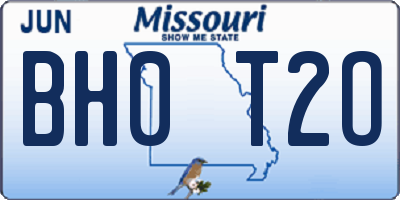 MO license plate BH0T2O