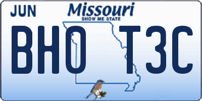MO license plate BH0T3C