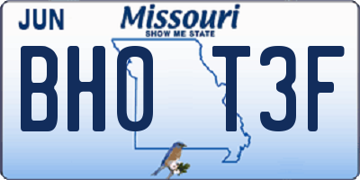 MO license plate BH0T3F