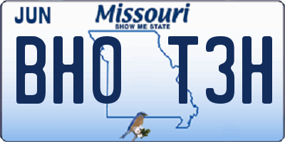 MO license plate BH0T3H