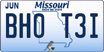 MO license plate BH0T3I