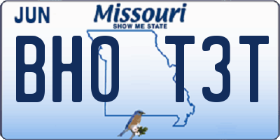 MO license plate BH0T3T