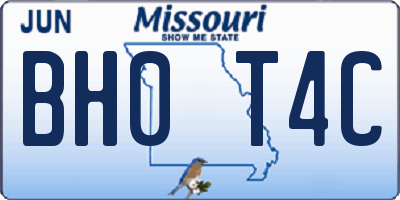 MO license plate BH0T4C