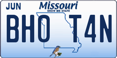 MO license plate BH0T4N