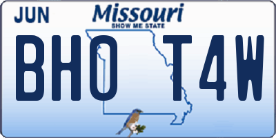 MO license plate BH0T4W