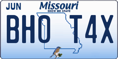 MO license plate BH0T4X