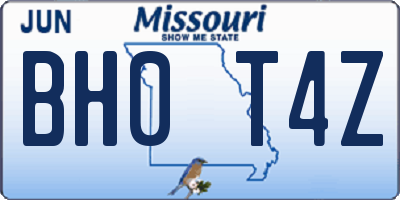 MO license plate BH0T4Z