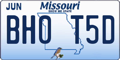 MO license plate BH0T5D