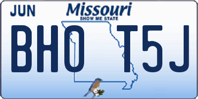 MO license plate BH0T5J
