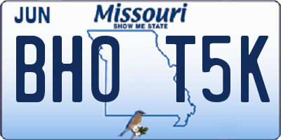 MO license plate BH0T5K