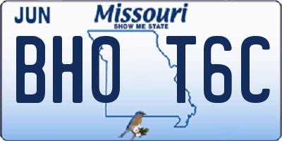 MO license plate BH0T6C