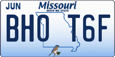MO license plate BH0T6F