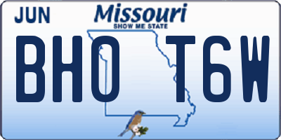 MO license plate BH0T6W