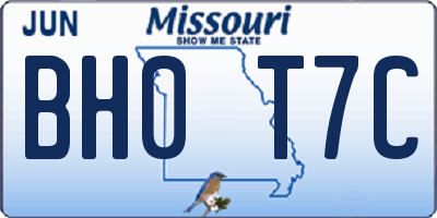 MO license plate BH0T7C