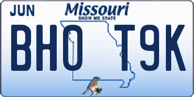 MO license plate BH0T9K