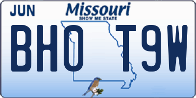 MO license plate BH0T9W