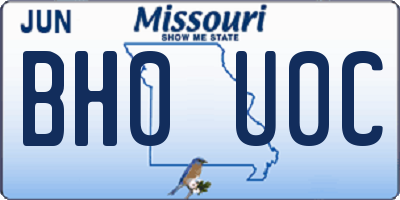 MO license plate BH0U0C
