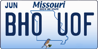 MO license plate BH0U0F