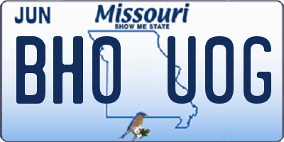 MO license plate BH0U0G