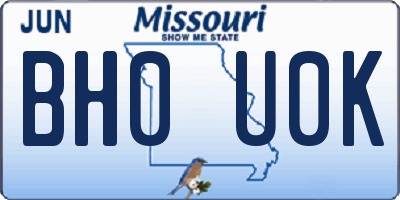 MO license plate BH0U0K