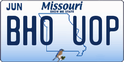 MO license plate BH0U0P