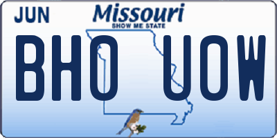 MO license plate BH0U0W
