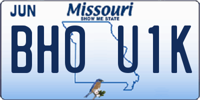 MO license plate BH0U1K