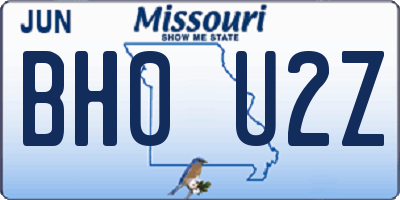 MO license plate BH0U2Z